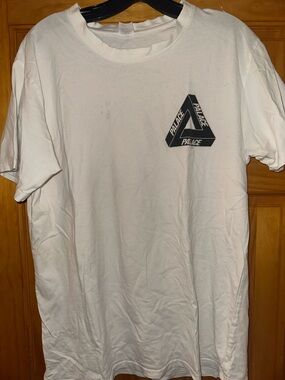 White T-Shirt with Black Triangle Logo